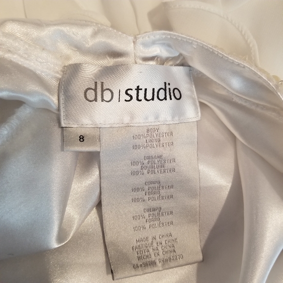 DB Studio beaded romantic white wedding gown silky chiffon - Picture 5 of 6